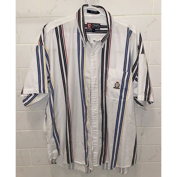 Vintage Chaps x Ralph Lauren Button Up Shirt Men's Sz XL Vertical Stripes Retro - Picture 1 of 7